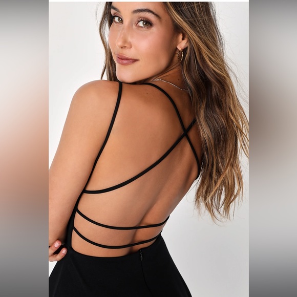 Strappy Backless Sleeveless Mini Dress with High Waist